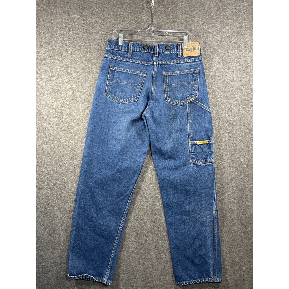 Vintage Prison Blues Double Knee Jeans 32x32 Made In USA Logger Distressed - Picture 12 of 16